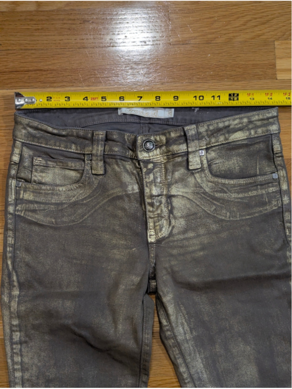 Frankie B. Gold Skinny Jeans Size 26 - Picture 6 of 11